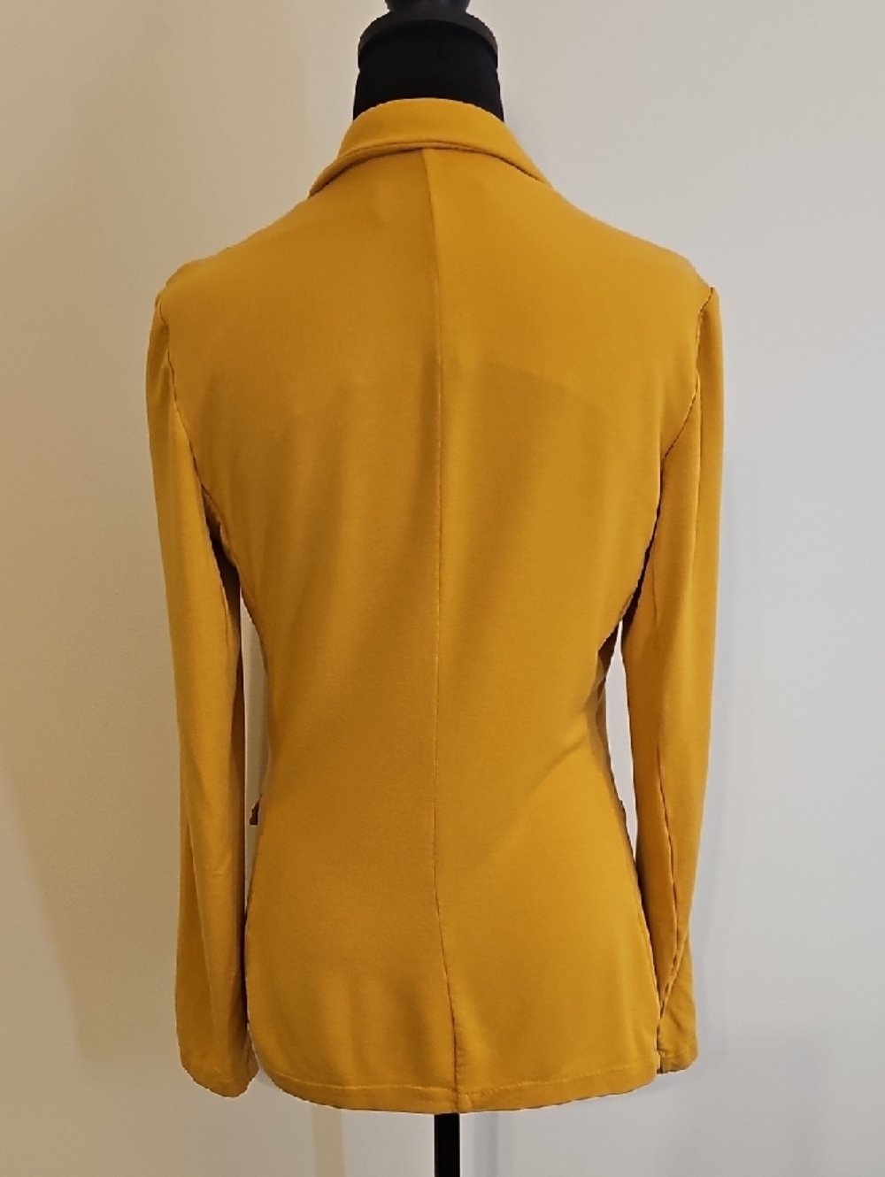 Magaschoni Mustard Yellow Single-Button Women's Jersey Blazer Size Small - Picture 3 of 11